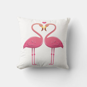 Tropische rosa Flamingos Liebe - Hochzeit Strand L Kissen