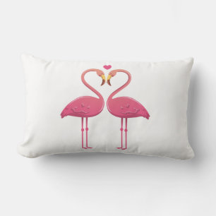 Tropische rosa Flamingos Liebe - Hochzeit Strand L Lendenkissen
