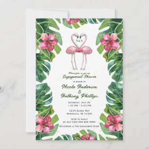 Tropische rosa Flamingos Verlobung Dusche Party Einladung