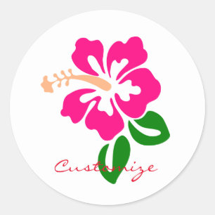 Tropische rosa Hibiskus-Blume Thunder_Cove Runder Aufkleber