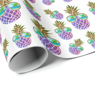 Tropische rosa lila Ananas Geschenkpapier