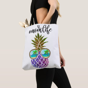 Tropische rosa lila Ananas Tasche