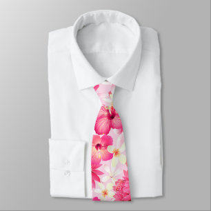 Tropische rosa und weiße Blumen Krawatte