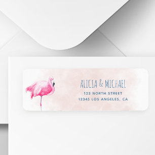 Tropische rosafarbene Flamingo-Hochzeit-Rücksendea