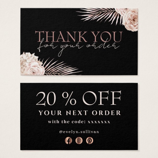 Tropische Rose dank Discount Card (Vorne & Hinten)