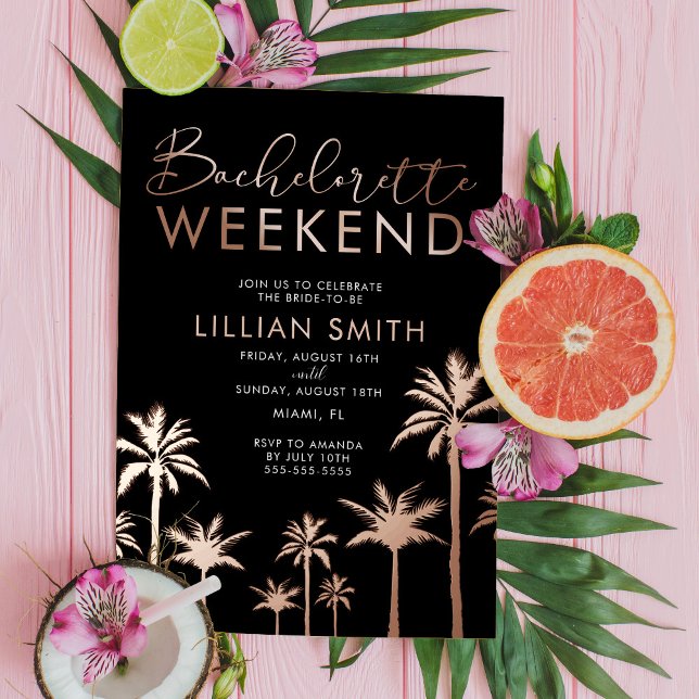 Tropische Rose Gold Bachelorette Folieneinladung (Von Creator hochgeladen)