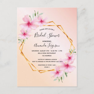 Tropische Rose Gold Brautdusche Einladung Postkarte
