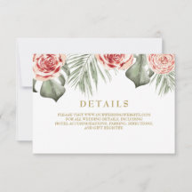 Tropische Rose Palm Blätter Hochzeiten Details