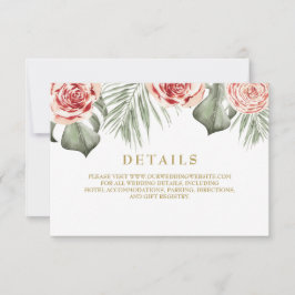 Tropische Rose Palm Blätter Hochzeiten Details RSVP Karte