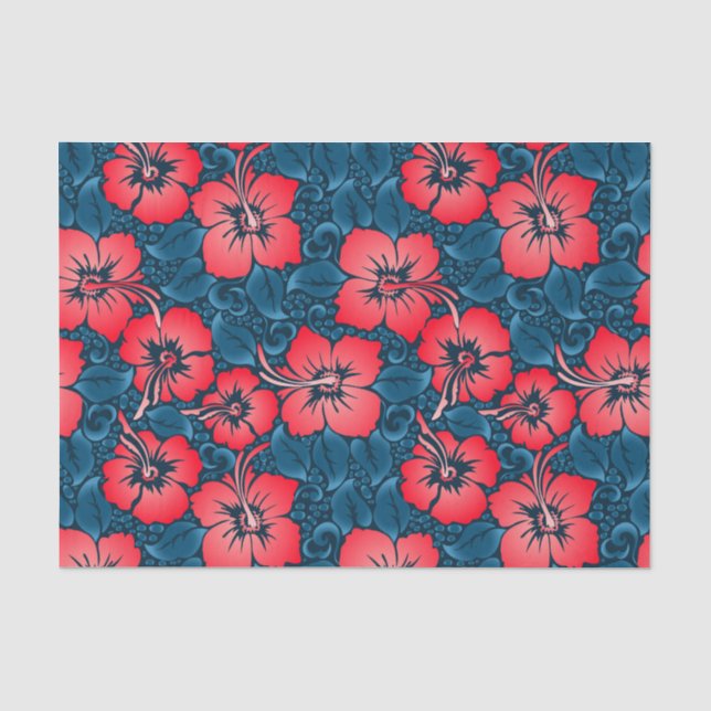 Tropische rote Blume auf der Marine Seidenpapier (Vorderseite)