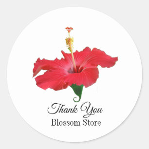 Tropische rote Hibiskusblüte Runder Aufkleber
