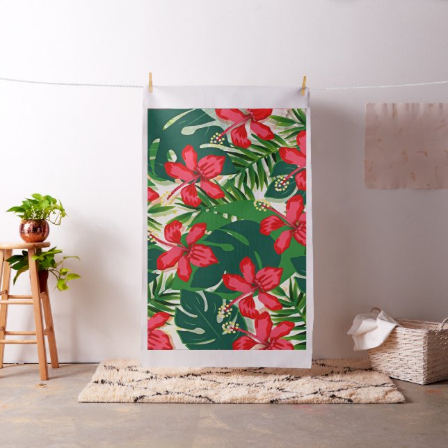 Tropische Ruby Red Hibiskus Blume Stoff (Beispiel)