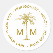 Tropische Rücksendeadresse der Monogram Palm Tree
