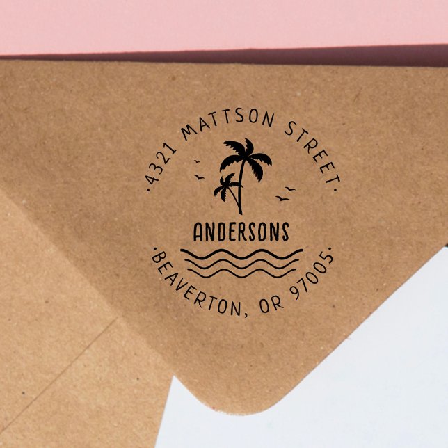 Tropische Rücksendeadresse von handgeschriebenen P Permastempel (Von Creator hochgeladen)