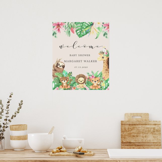Tropische Safari Babydusche Begrüßungspaket Poster (Küche)