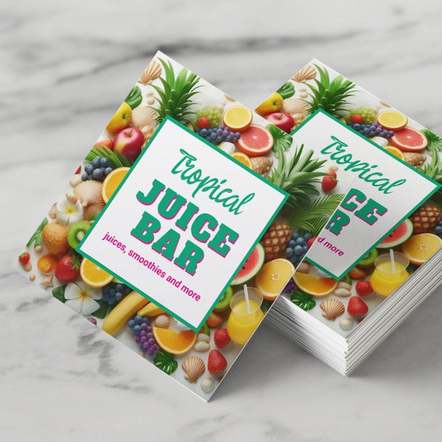 Tropische Saftmischung und Smoothie-Bar Quadratische Visitenkarte (Von Creator hochgeladen)
