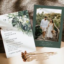 Tropische Salbei-Grün-Monstera-Foto-Hochzeit