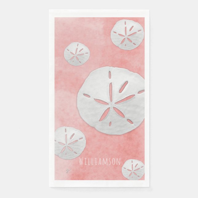 Tropische Sand Dollar Korallen Rose Goldküste Serviette (Vorderseite)