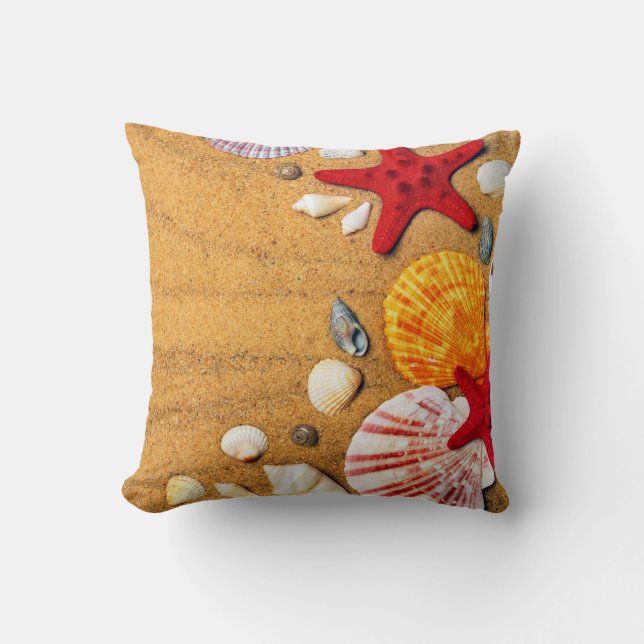 Tropische Sandy-StrandSeashellsStarfish Kissen (Vorderseite)