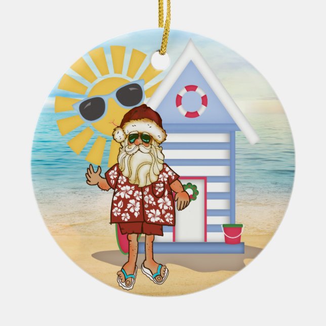 Tropische Sankt-Weihnachtsverzierung mit Keramik Ornament (Vorne)