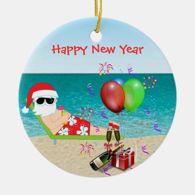 Tropische Sankt-Weihnachtsverzierungs-neue Jahre Keramikornament (Vorne)