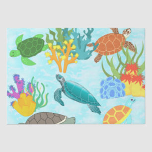 Tropische Schätze Schildkröten und Korallenriff Seidenpapier