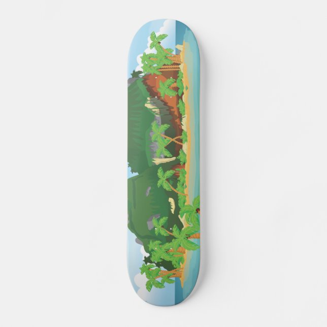 Tropische Schatzinsel Skateboard (Vorderseite)