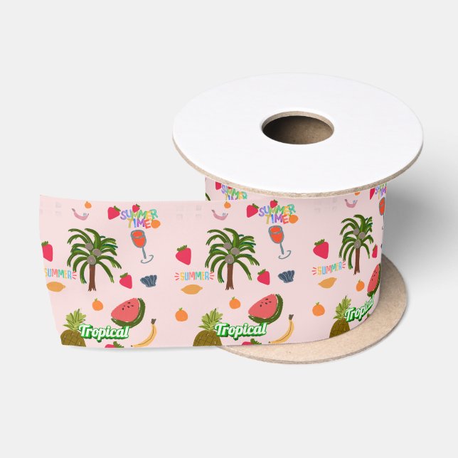 Tropische Schleife/lustige Geschenkverpackung Satinband (Spule)