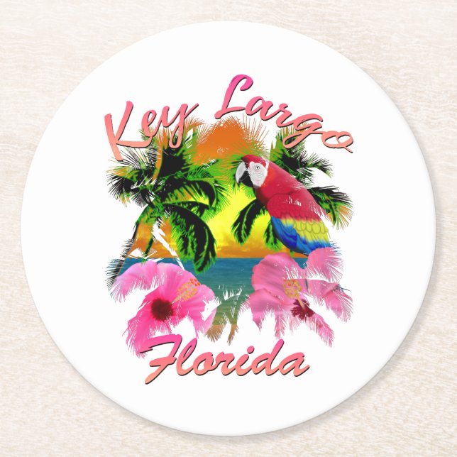Tropische Schlüssellargo-Florida-Schlüssel Runder Pappuntersetzer (Vorderseite)