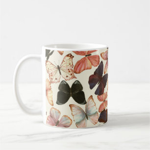 Tropische Schmetterlinge: Aquarellfarbenes, nahtlo Kaffeetasse