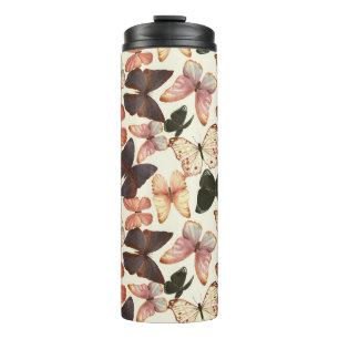 Tropische Schmetterlinge: Aquarellfarbenes, nahtlo Thermosbecher