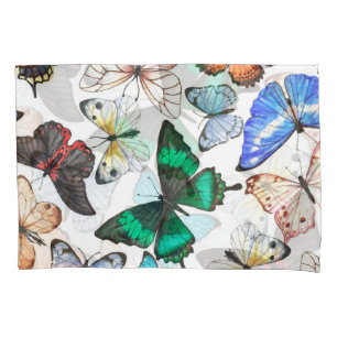 Tropische Schmetterlinge: buntes Aquarellmuster. Kissenbezug
