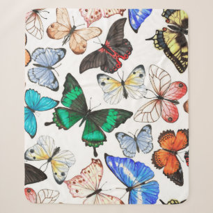 Tropische Schmetterlinge: buntes Aquarellmuster. Sherpadecke