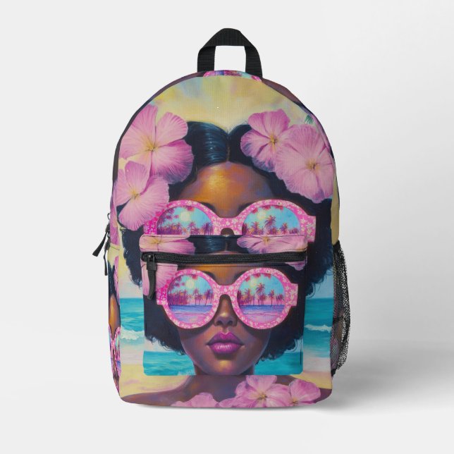 Tropische Schönheit in Rosa Bedruckter Rucksack (Vorderseite)