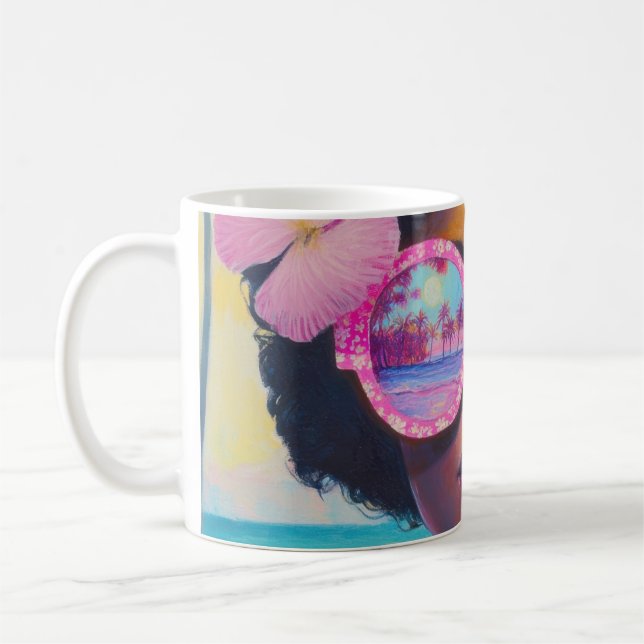 Tropische Schönheit in Rosa Kaffeetasse (Links)