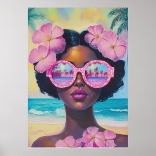 Tropische Schönheit in Rosa Poster