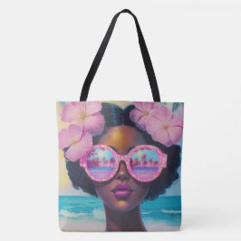 Tropische Schönheit in Rosa Tasche