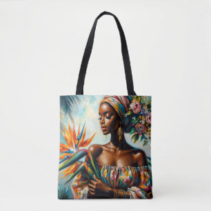 Tropische schwarze Frau Paradiesvogel Kunst Tasche