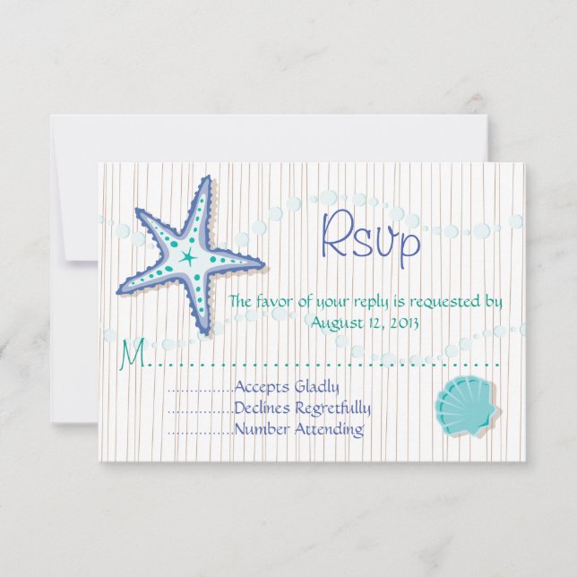 Tropische Seashell-Hochzeit UAWG-Karten RSVP Karte (Vorderseite)