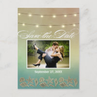 Tropische Seashell-Starfish Save the Date Postkart