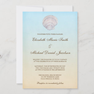 Tropische Seashell-Strand-Hochzeit Einladung