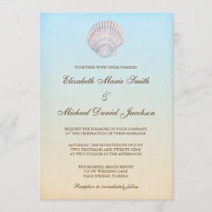Tropische Seashell-Strand-Hochzeit Einladung