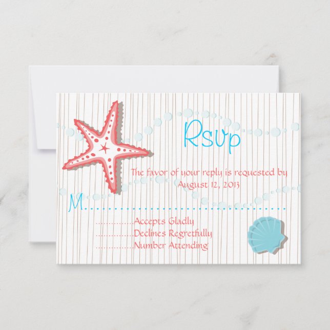 Tropische Seashell Wedding RSVP-Karten RSVP Karte (Vorderseite)