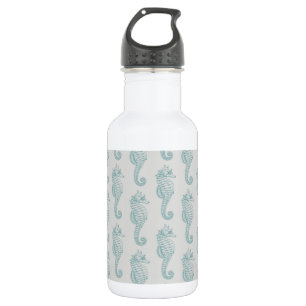Tropische Seepferdchen, Seepferdchen-Muster - Blau Edelstahlflasche