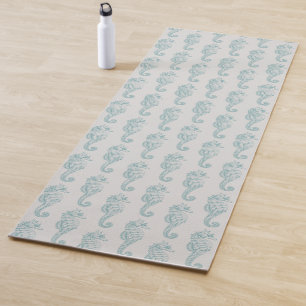 Tropische Seepferde, Seepferd Muster - Blau grau Yogamatte