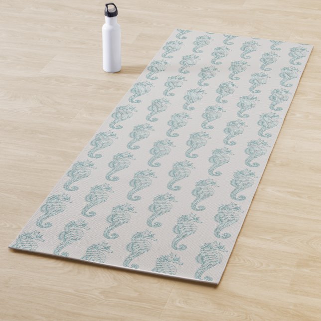 Tropische Seepferde, Seepferd Muster - Blau grau Yogamatte (Beispiel)