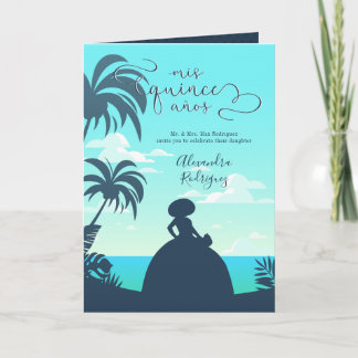 Tropische Silhouette Charro Quinceanera Foto Einladung