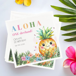 Tropische Sommer-Ananas-Kinder zum 1. Geburtstag Serviette