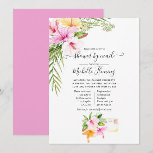Tropische Sommer-Blumen-Baby-Party per Post Einladung