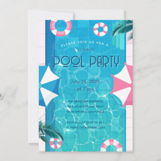 Tropische Sommer-Poolparty Einladung